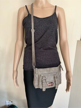 Kenneth Cole Reaction Taupe/Natural Crossbody Shoulder Bag - Women